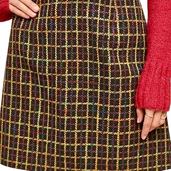Hutch Windowpane Print Tweed Mini Skirt in Black & Multicolor Size XS - Picture 2 of 15